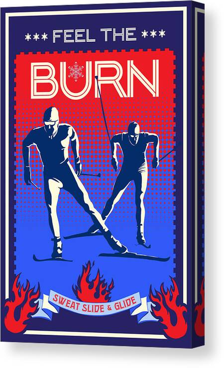 Cross Country Skiing Canvas Print featuring the painting Feel the Burn XSki by Sassan Filsoof