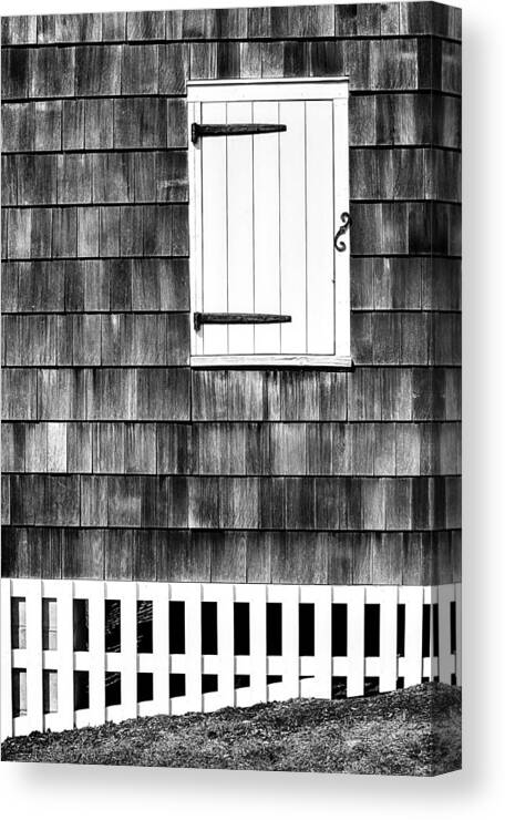 Shutter Canvas Print featuring the photograph Fence Shutter And Weathered Wall by Gary Slawsky