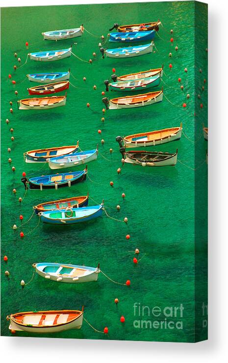 Cinque Terre Canvas Print featuring the photograph Fishing Boats in Vernazza by David Smith