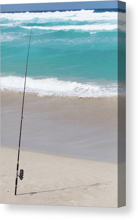 Scenics Canvas Print featuring the photograph Fishing Rod On Beach, Australia by Robert Lang Photography