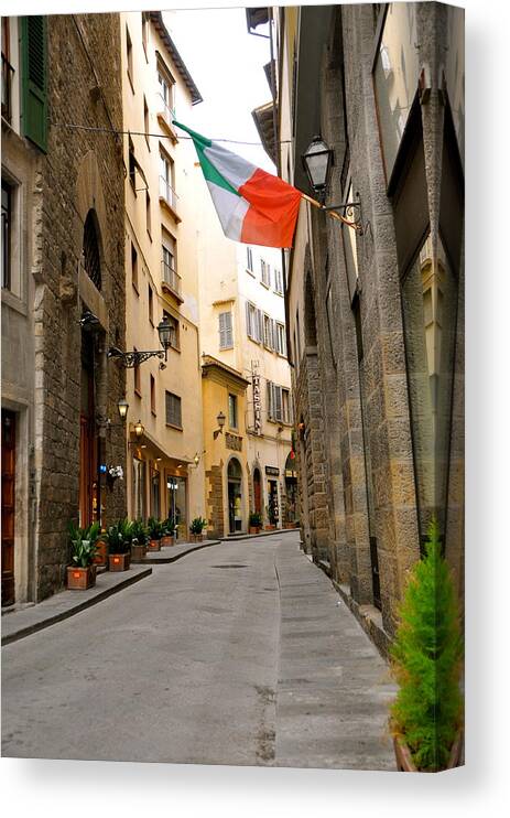 Street View Canvas Print featuring the photograph Florence street by Sue Morris