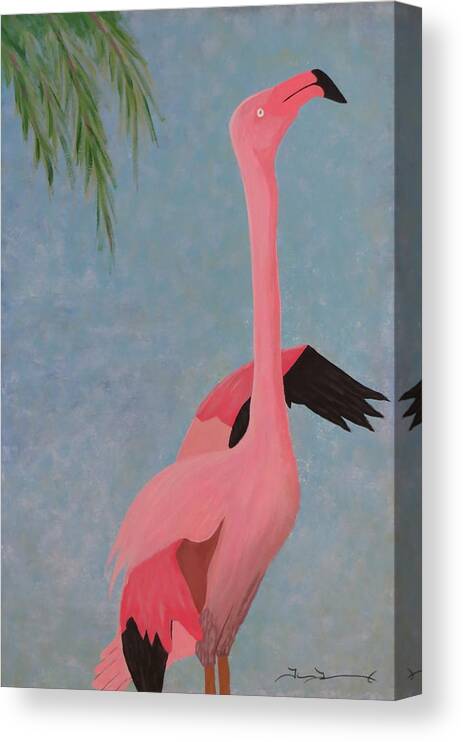Flamingo Canvas Print featuring the painting Florida Flamingo by Tim Townsend