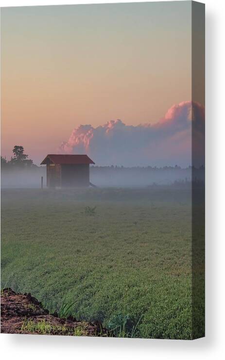 Whitesbog Canvas Print featuring the photograph Fog Rolling Over the Bogs at Sunset by Beth Venner