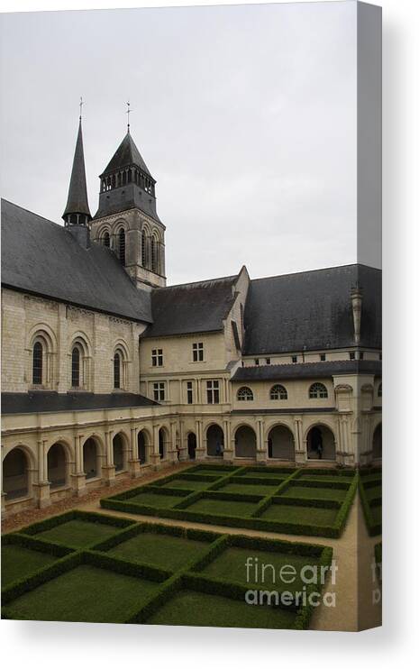 Cloister Canvas Print featuring the photograph Fontevraud Abbey Courtyard - France by Christiane Schulze Art And Photography