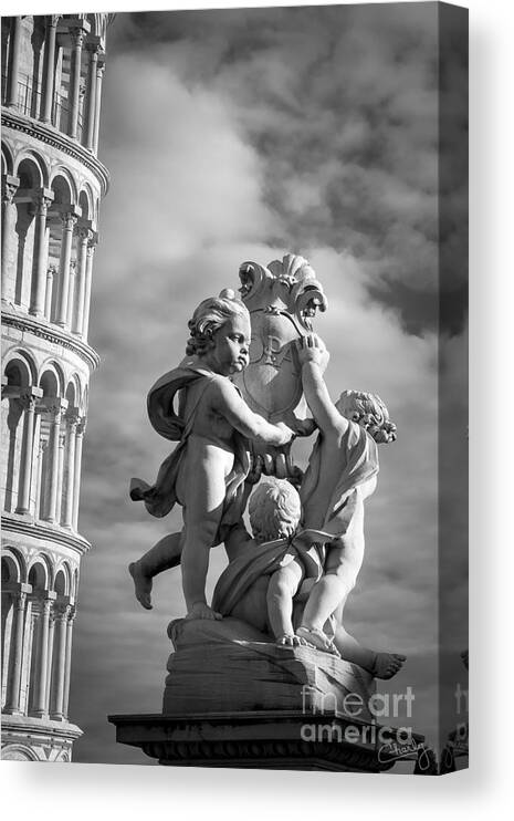 Italy Canvas Print featuring the photograph Fountain with Angels by Prints of Italy