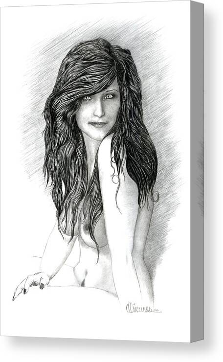Pencil Drawing Prints Canvas Print featuring the drawing Fraulein 2 by Joe Olivares