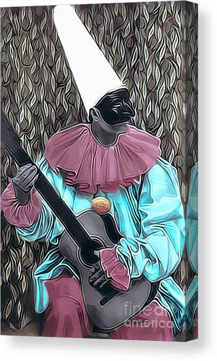 Vintage Canvas Print featuring the photograph French Clown Dunce Musician Vintage Art Repro II by Lesa Fine