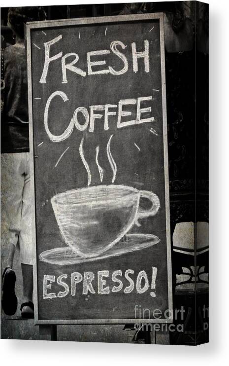 Black And White Canvas Print featuring the photograph Fresh Coffee by Valerie Reeves