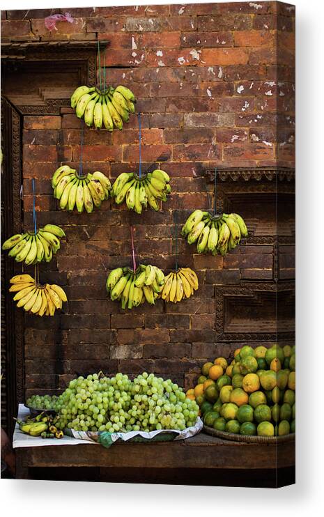Hanging Canvas Print featuring the photograph Fruit Market Display by Universal Stopping Point Photography