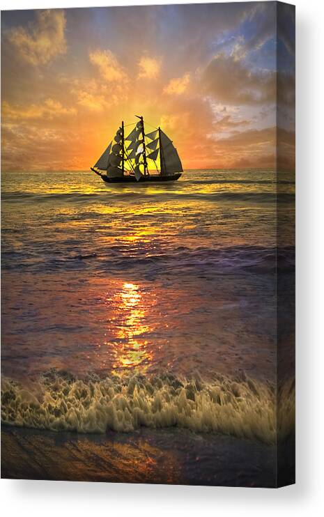 Boats Canvas Print featuring the photograph Full Sail by Debra and Dave Vanderlaan