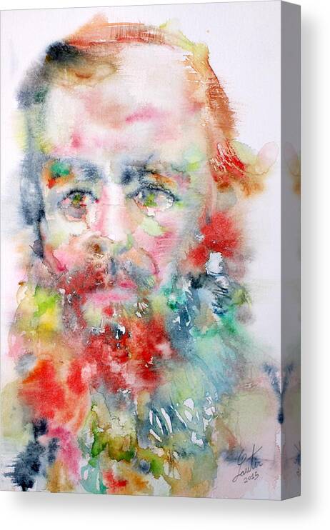 Fyodor Canvas Print featuring the painting FYODOR DOSTOYEVSKY - watercolor portrait.4 by Fabrizio Cassetta