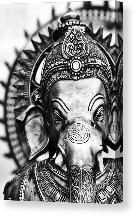 Ganesha Canvas Print featuring the photograph Ganesha Monochrome by Tim Gainey