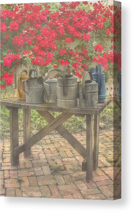  Watering Cans Canvas Print featuring the photograph Garden Treasures by Marilyn Cornwell