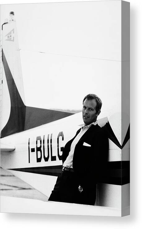 Business Canvas Print featuring the photograph Gianni Bulgari By His Airplane by Elisabetta Catalano