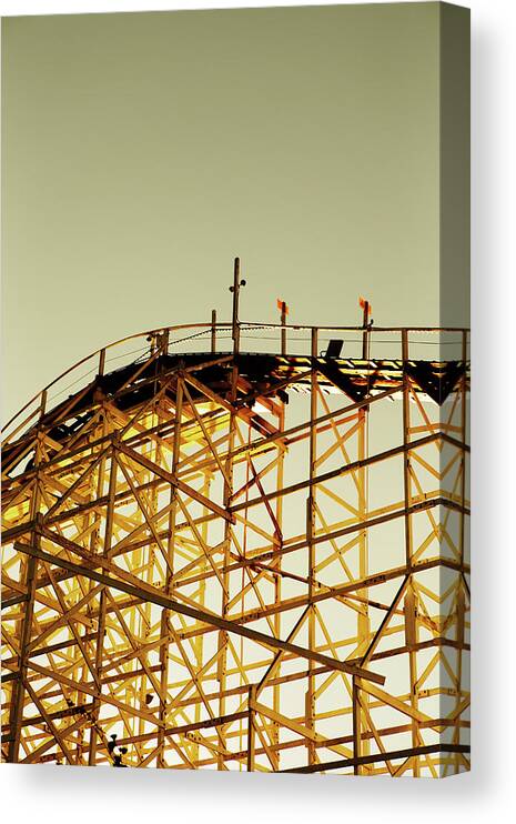 Roller Coaster Canvas Print featuring the photograph Giant Dipper Roller Coaster Ride by Ron Koeberer