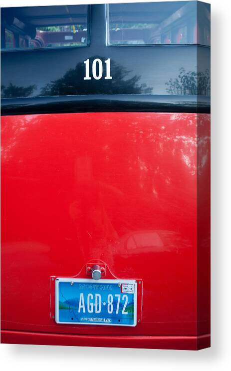 101 Canvas Print featuring the photograph Glacier Red Jammer 101 by Bruce Gourley