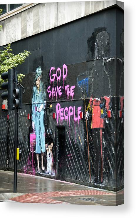 Graffiti Canvas Print featuring the photograph God save the people by RicardMN Photography