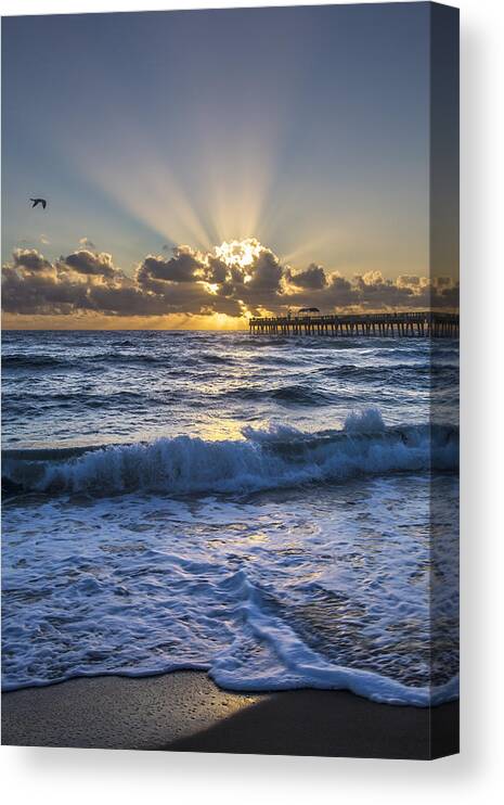 Atlantic Canvas Print featuring the photograph God's Light by Debra and Dave Vanderlaan