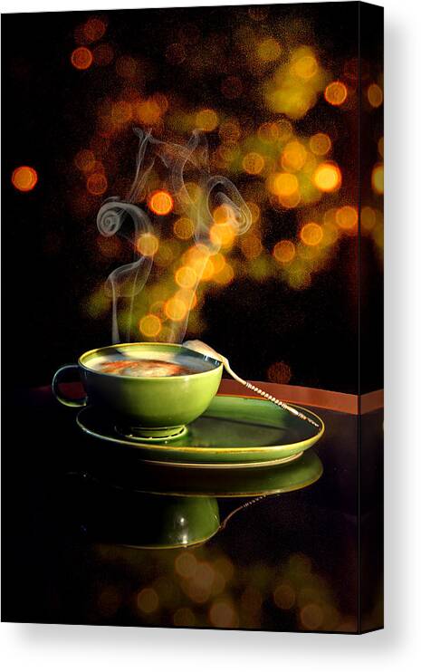 Coffee Canvas Print featuring the photograph Golden aroma by Andrei SKY