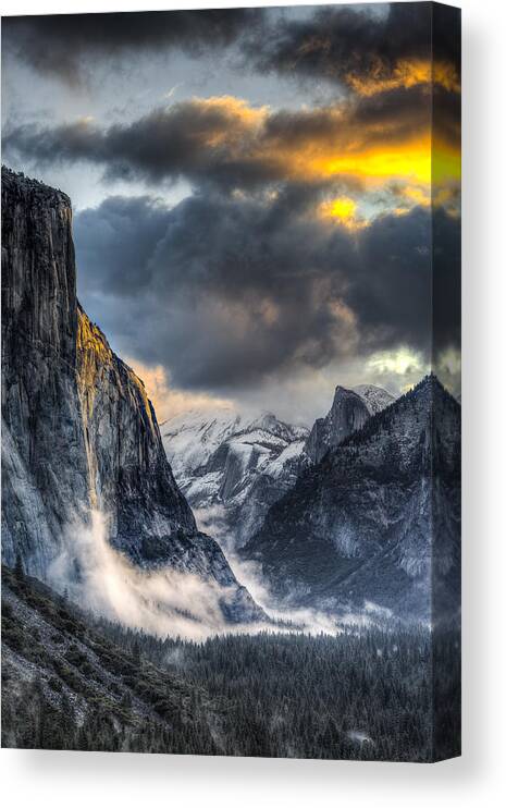 Tunnel Canvas Print featuring the photograph Golden Light on El Capitan by Mike Lee