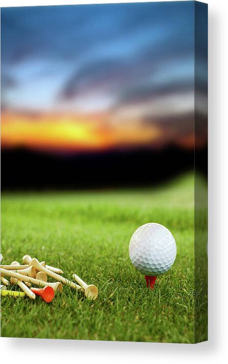 Grass Canvas Print featuring the photograph Golf Ball by Okanmetin