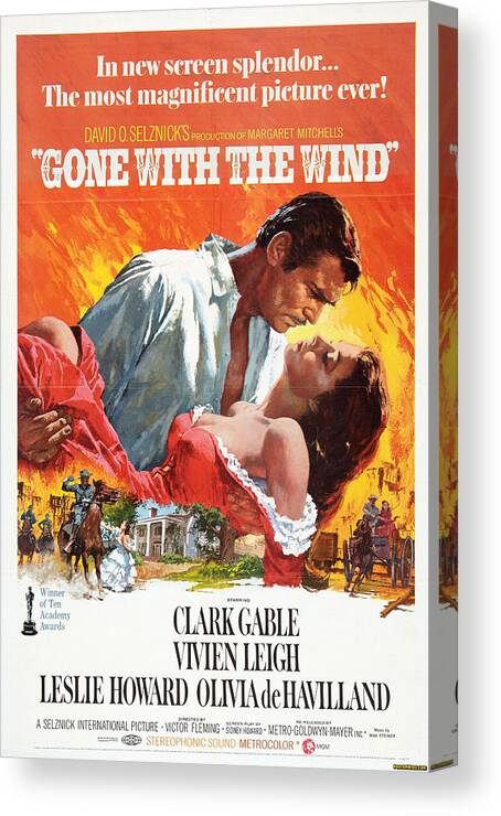 Movie Poster Canvas Print featuring the photograph Gone With the Wind - 1939 by Georgia Fowler