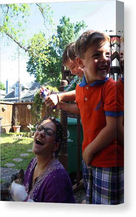 Confetti Egg Over Head Canvas Print featuring the photograph Gotcha by Ismael Cavazos