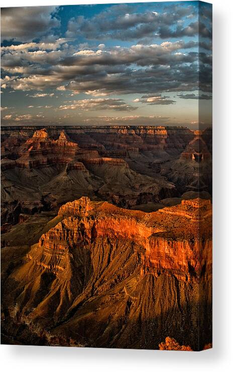 grand Canyon National Park Sunset Red Sky Clouds Arizona Landscape Nature Sceni natural Wonder Canyon Canvas Print featuring the photograph Grand Canyon Sunset by Cat Connor