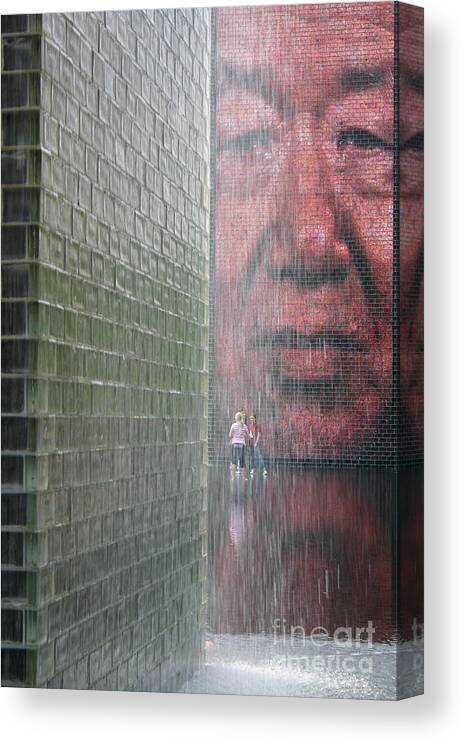 Crown Fountain Canvas Print featuring the photograph Grandpa's Watching by Patty Colabuono