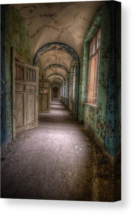 Urbex Canvas Print featuring the digital art Green and blue by Nathan Wright