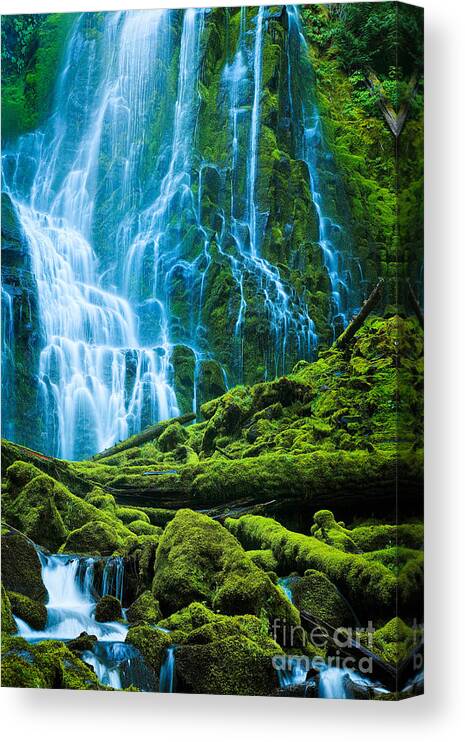 America Canvas Print featuring the photograph Green Waterfall by Inge Johnsson