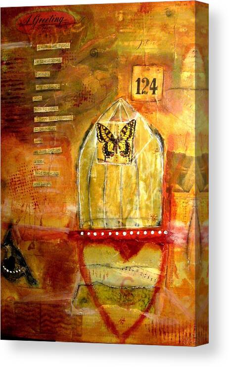 Mixed Canvas Print featuring the mixed media Greeting by Carrie Todd