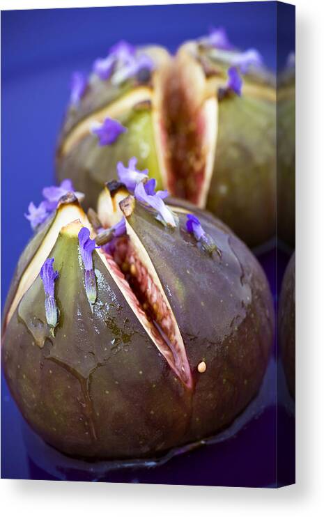 Food Canvas Print featuring the photograph Grilled Figs With Lavender Honey by Frank Tschakert