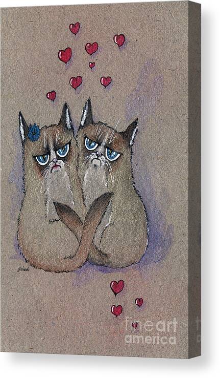 Cat Canvas Print featuring the painting Grumpy Cat Lovers by Ang El
