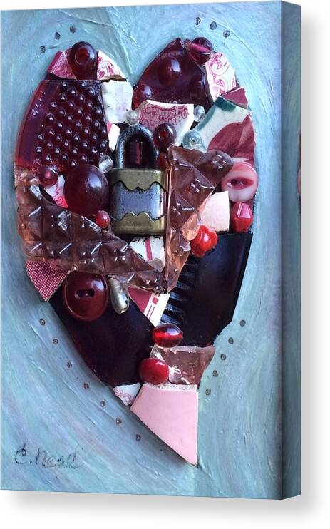 Heart Canvas Print featuring the mixed media Guard Your Heart by Carol Neal