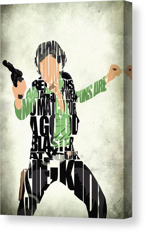 Han Solo Canvas Print featuring the painting Han Solo from Star Wars by Inspirowl Design