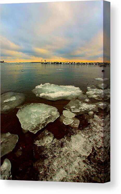 Ice Canvas Print featuring the photograph Hanging On by Amanda Stadther