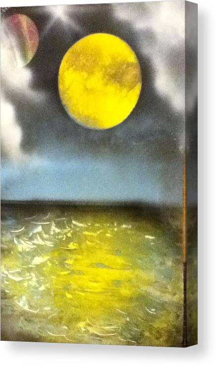 Water Canvas Print featuring the painting Harvest moon by Angel Griffin