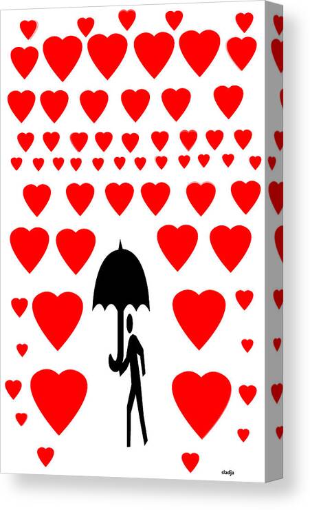 Abstract Canvas Print featuring the digital art Hearts Attack by Sladjana Lazarevic