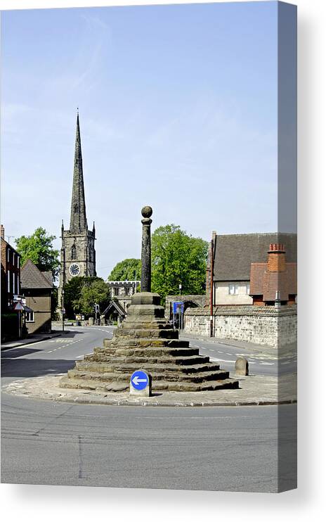 Market Cross Canvas Print featuring the photograph High Street to Willington Road - Repton by Rod Johnson