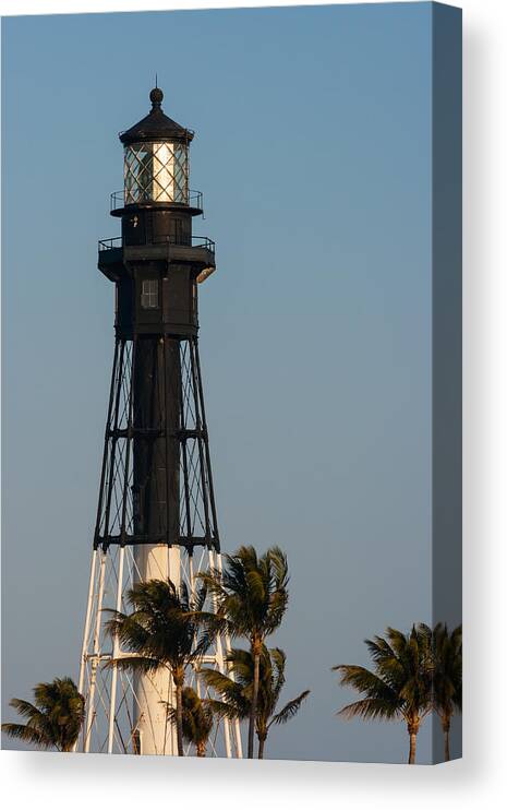 Architecture Canvas Print featuring the photograph Hillsboro Inlet Lighthouse in the Evening by Ed Gleichman