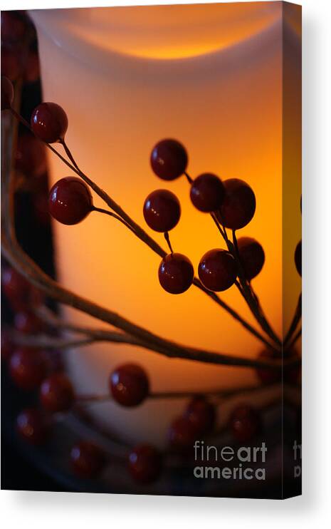 Holiday Canvas Print featuring the photograph Holiday Warmth By Candlelight 1 by Linda Shafer