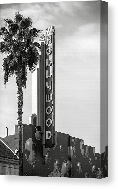 Hollywood Theater Canvas Print featuring the photograph Hollywood Landmarks - Hollywood Theater by Art Block Collections