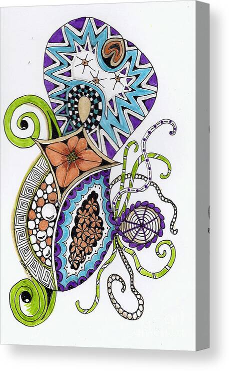 Zentangle Canvas Print featuring the mixed media Honey Bee by Ruth Dailey