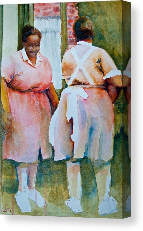 Housekeepers Canvas Print featuring the painting Housekeepers of Soniat House by Jani Freimann