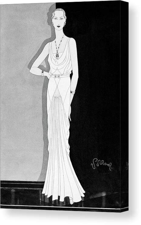 Fashion Canvas Print featuring the digital art Illustration Of A Woman In A Lelong Dress by Douglas Pollard