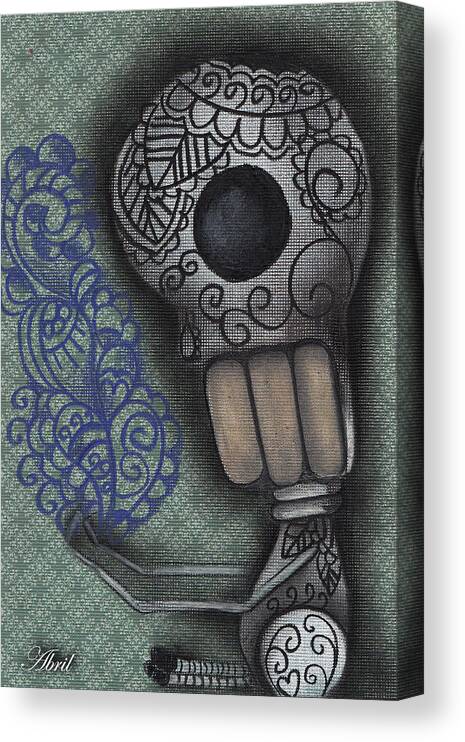 Day Of The Dead Canvas Print featuring the painting In my hands by Abril Andrade