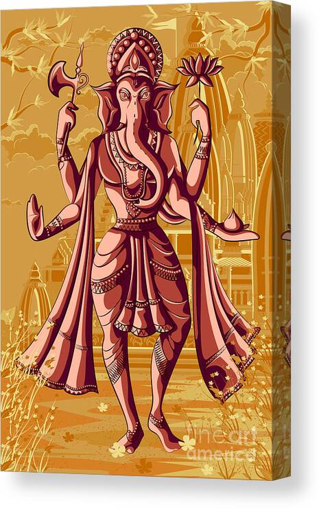 Religious Canvas Print featuring the digital art Indian God Ganpati In Blessing Posture by Vecton
