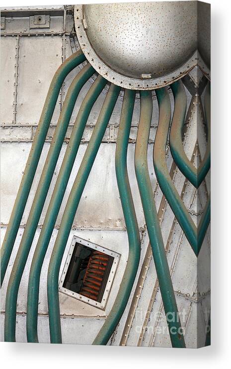 Mechanical Art Machinery Alien Legs Industrial Pipes Pipe Canvas Print featuring the photograph Industrial Art by Julia Gavin