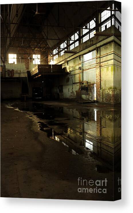 Abandoned Canvas Print featuring the photograph Interior Of An Abandoned Factory by HD Connelly